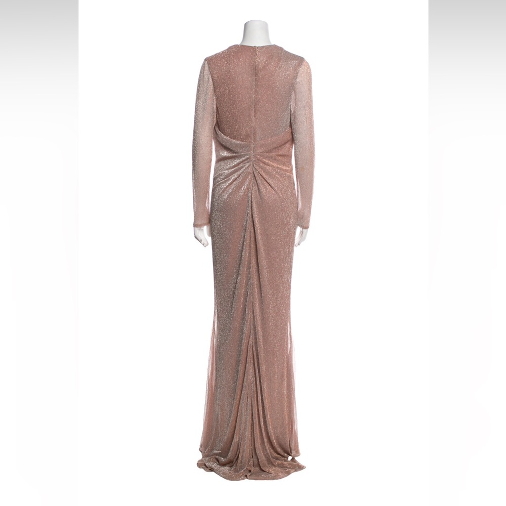 NEW Talbot Runhof Nominee Deep V Long Sleeve Metallic Lurex Gown - Picture 5 of 5